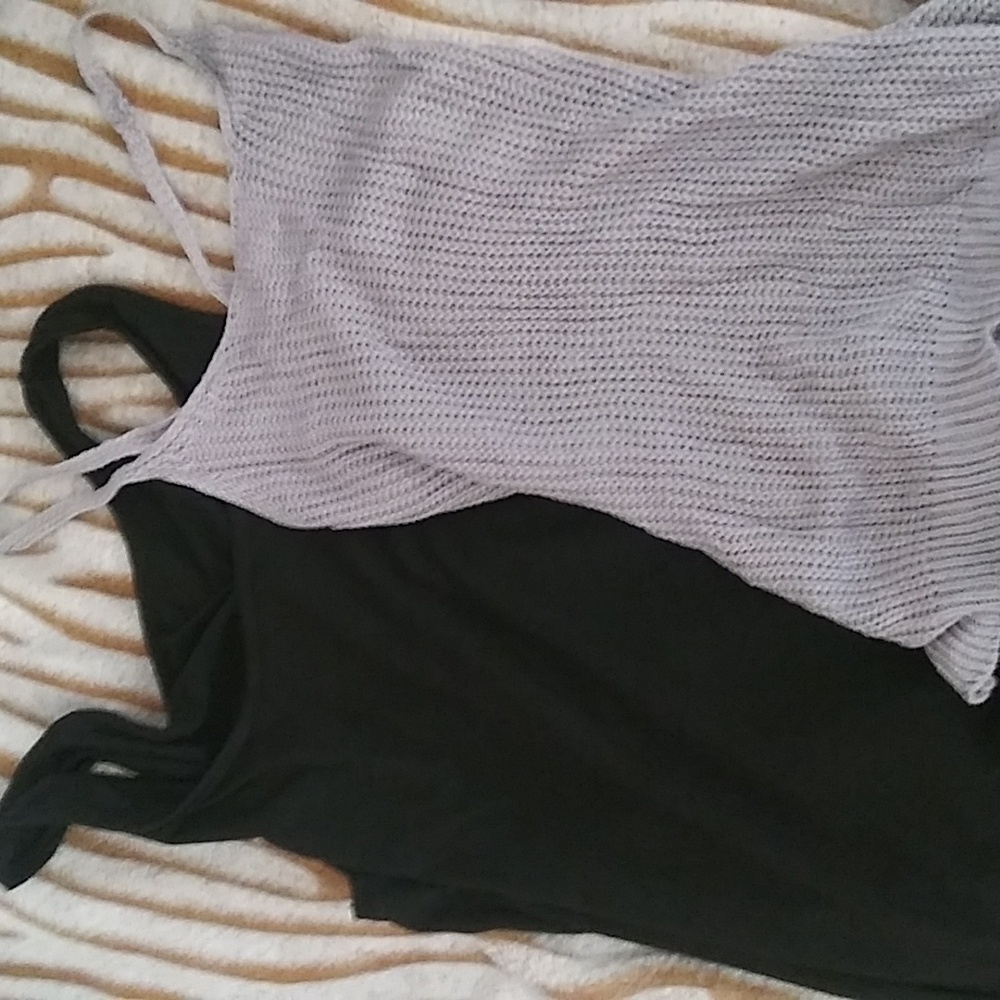 NWT. SHEIN Bundle: Black Sleeveless Tank Top & Gray Sweater Tank.
